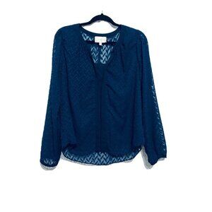 Skies Are Blue Peasant Blouse Long Sleeves Blue Size Medium Womens